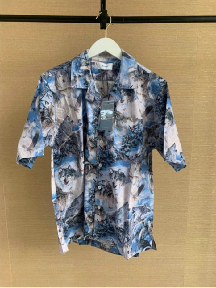 2025 new men's summer men's printed ice silk shirt middle-aged loose daddy short-sleeved floral shirt for men