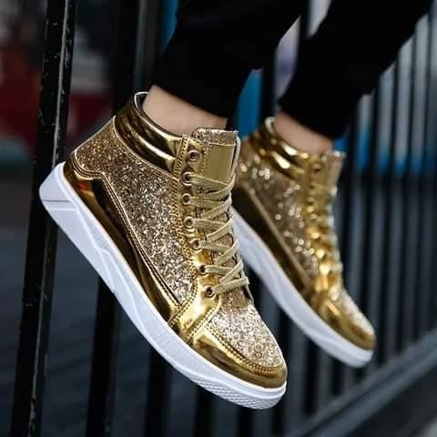 new golden sneaker shoe