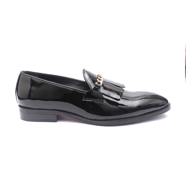 Patent black-Chain decor-leather 2024