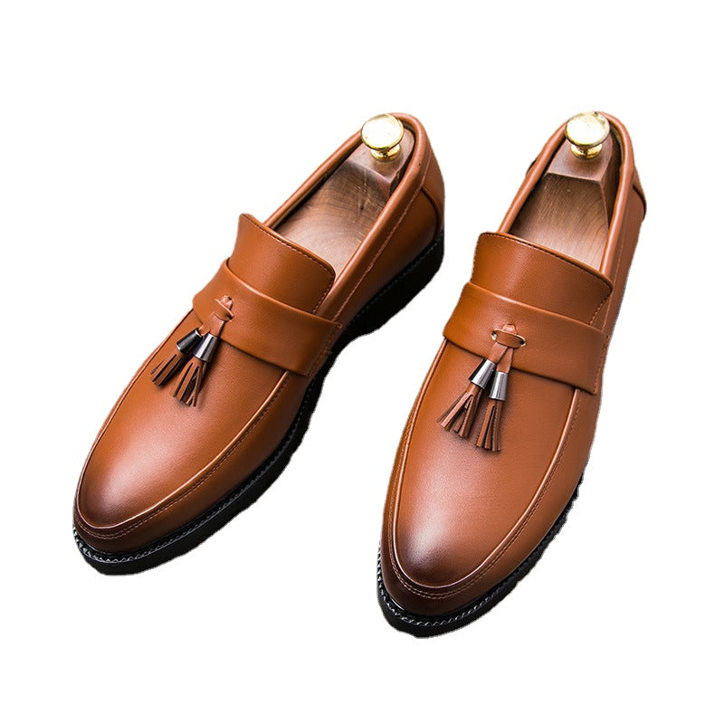 British men's pointed casual leather shoes nightclub hairstylist increases smesand slack shoes retro matching men's shoes