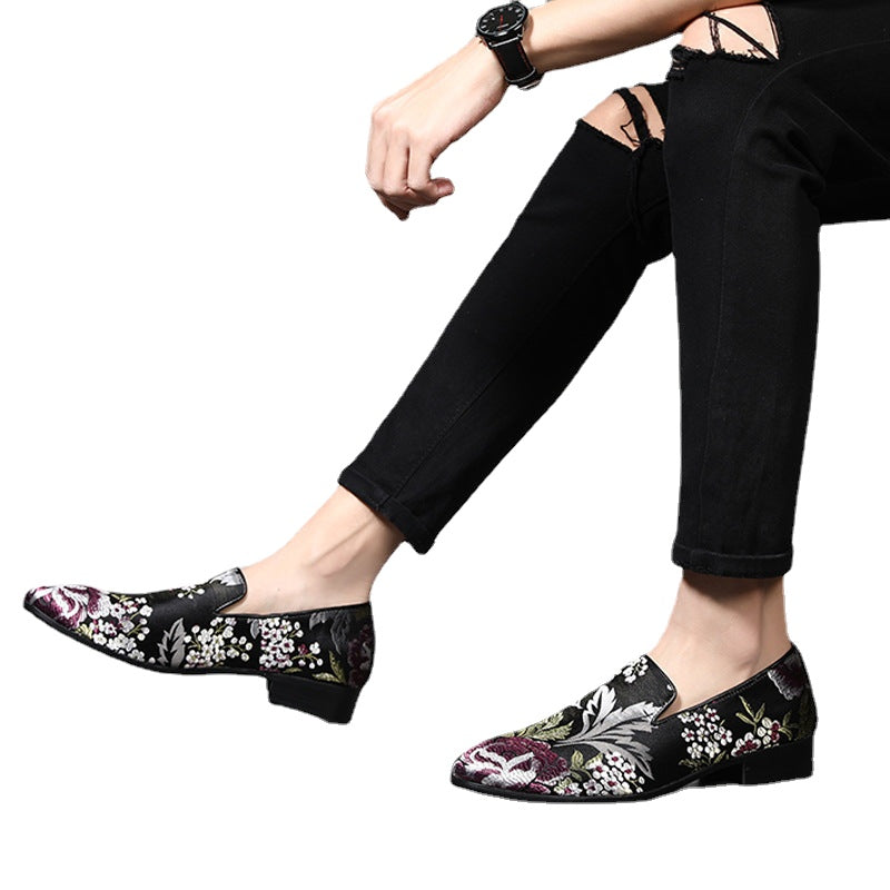 2023 spring new loafers breathable Chinese style trendy shoes men's silk embroidery men's shoes foreign agent