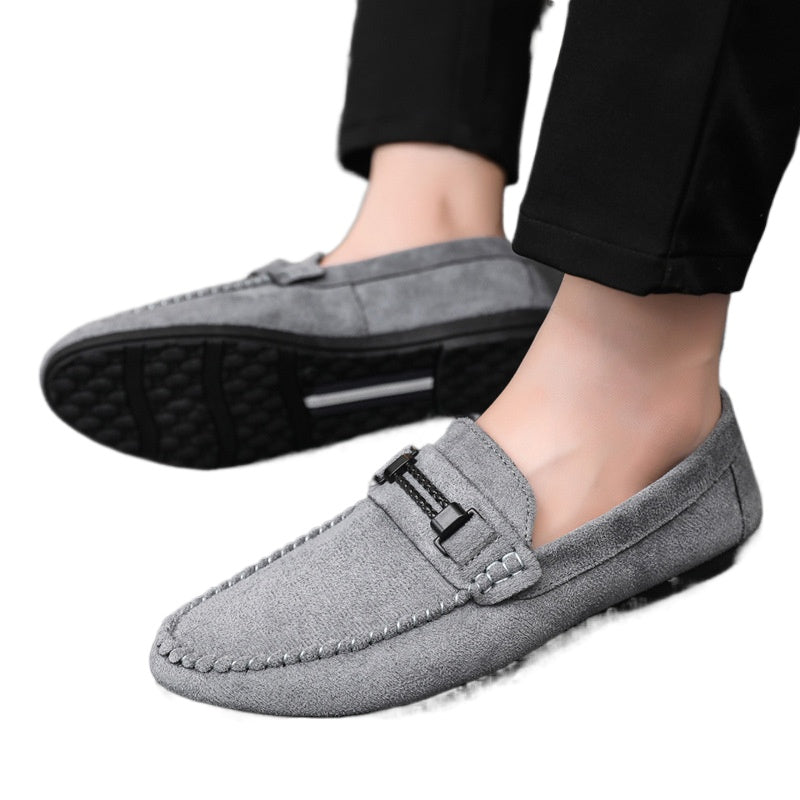 Breathable and wear-resistant one-pedal leather shoes British soft-soled lightweight men's loafers Doudou shoes men's fashion formal lazy shoes