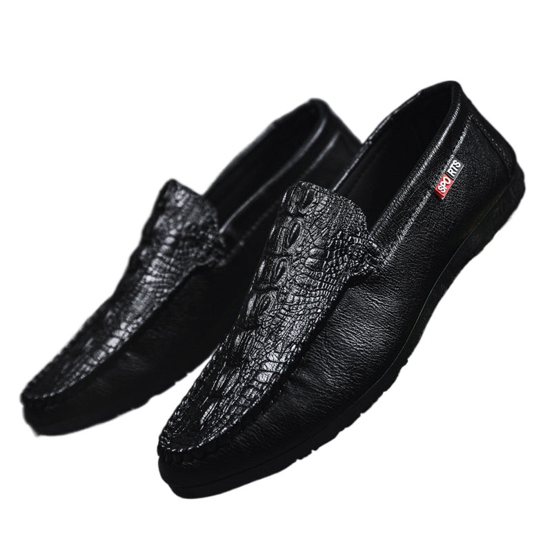 Korean version of summer 2024 new one-pedal casual trend crocodile pattern beanie shoes men's versatile lazy loafers
