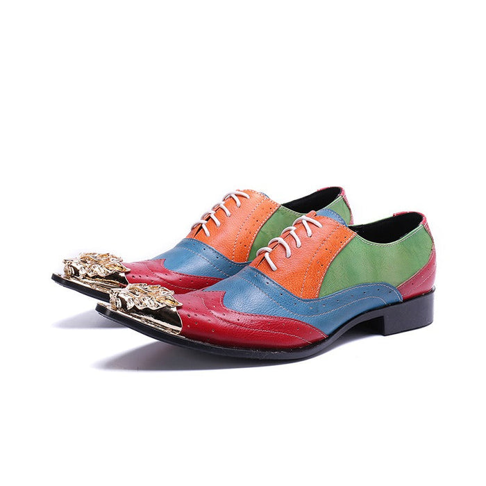 new men's shoes spring formal leather shoes men's genuine leather heightening business men's lace-up British pointed-toe wedding shoes(P)