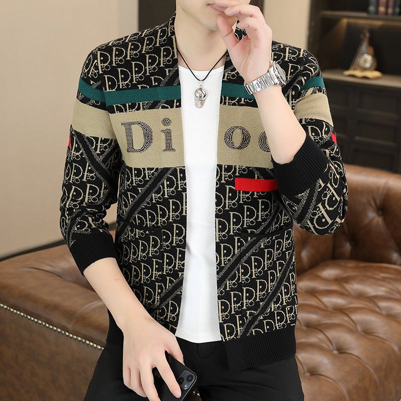 Men's knitwear 2023 autumn new outer sweater fashionable casual loose top V-neck handsome cardigan trendy