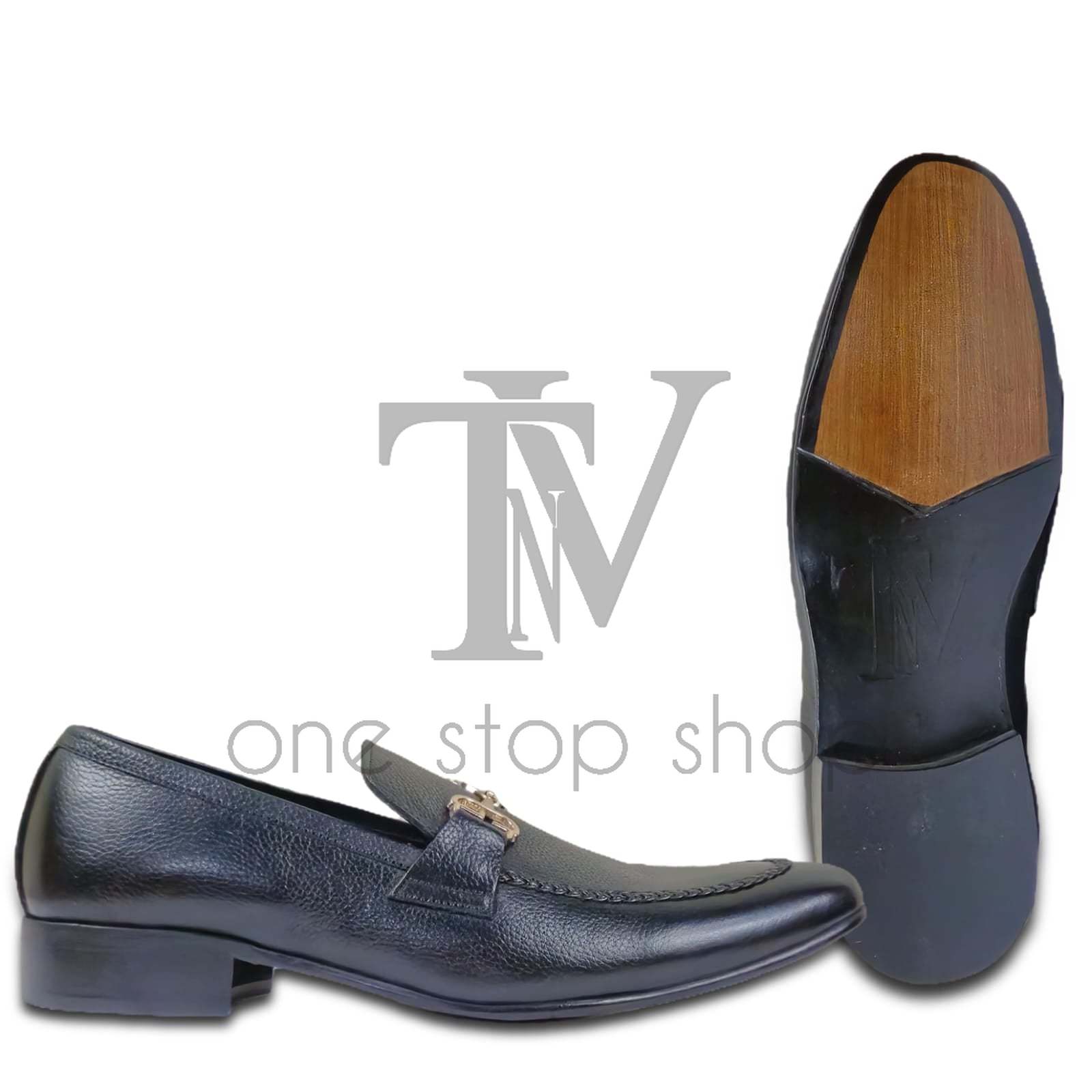Men's Black Leather Shoes, Style 5639