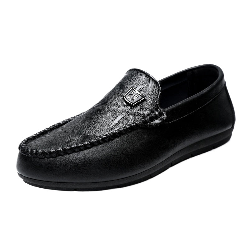 Lightweight and fashionable work casual soft-soled men's one-pedal Loafu Doudou small leather shoes dress round head work business
