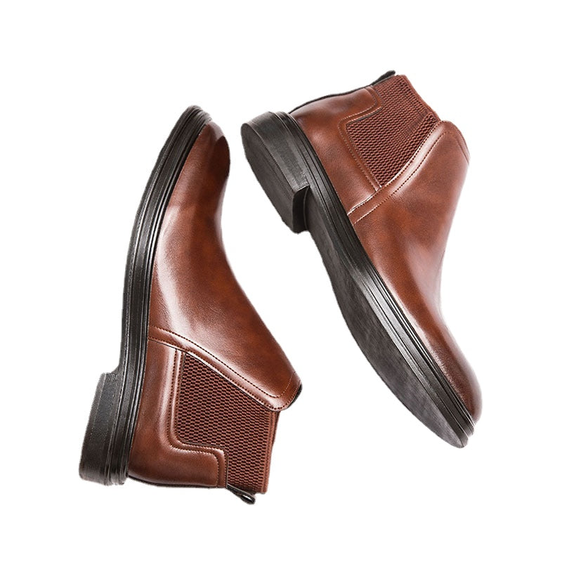 24 Autumn Breathable Chelsea Boots Men's High Gang Men's Boots English Leather Boots Martin Boots Men's Mid-Tide Shoes