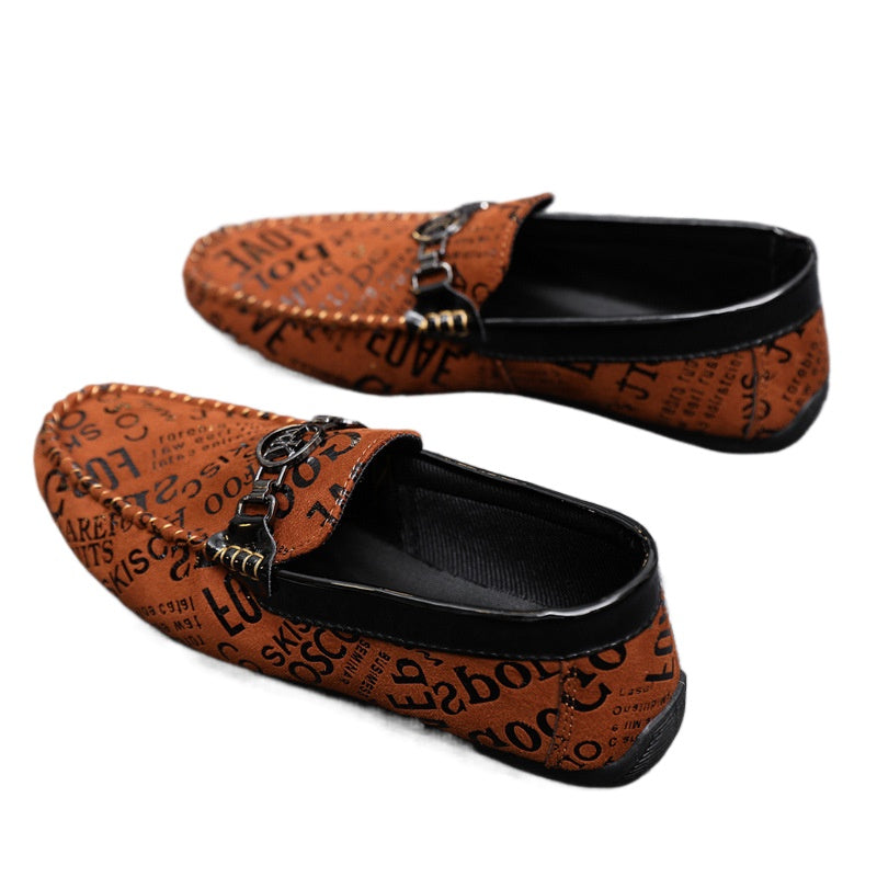 Summer soft leather work non-slip men's loafers Doudou shoes men's one-pedal lazy shoes men's shoes simple wedding groom