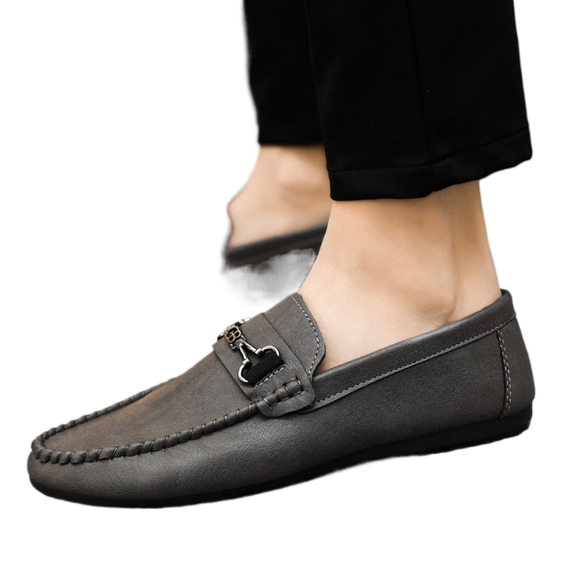 Premium boys shoes men's shoes one-pedal fashion leather dress leather shoes men's loafers Doudou shoes Korean version casual