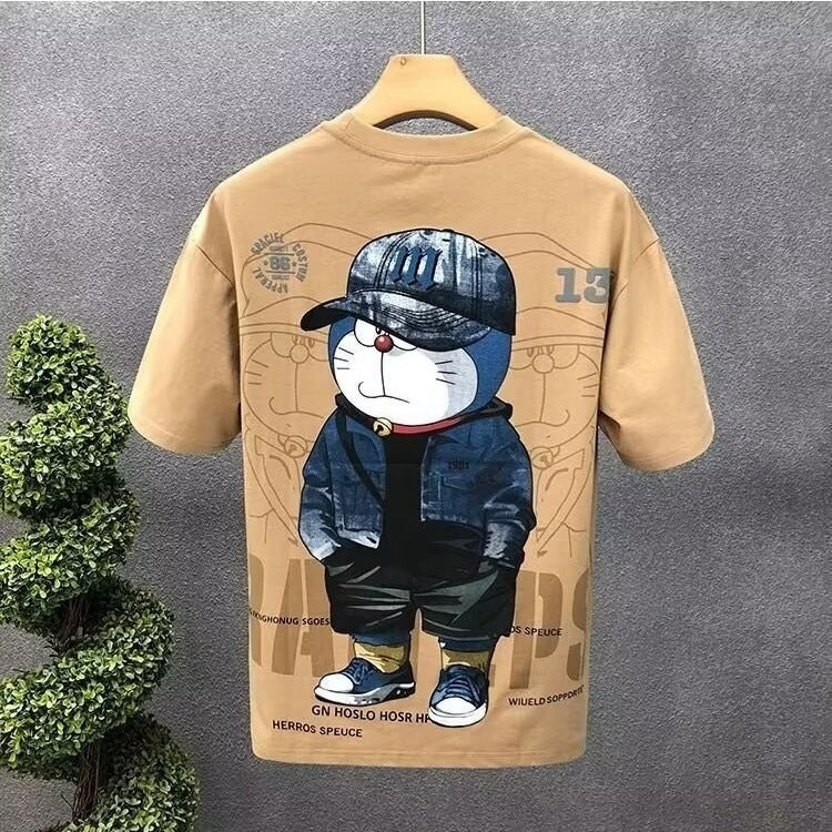 Cartoon pattern printed short-sleeved T-shirt boys' fashion trend brand trend summer new urban style body shirt trend