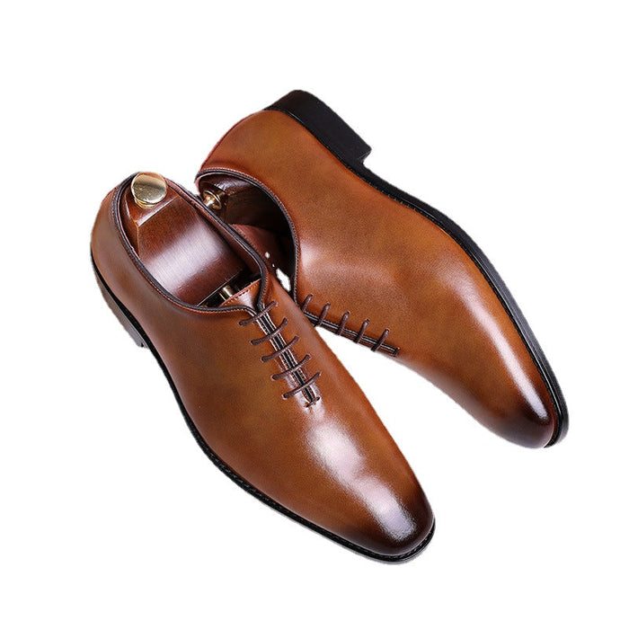 2025 leather shoes men's hand-polished leather shoes dress leather shoes lace-up leather shoes business men's shoes professional wear