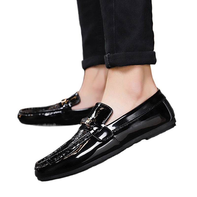 2024 Summer Versatile Men's Loafers Men's Social People Korean Version Lazy Casual Shoes Hairstylist Shiny Leather Shoes