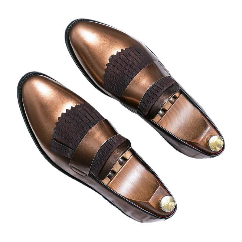 Men's Brown Leather Formal Shoes, British Style