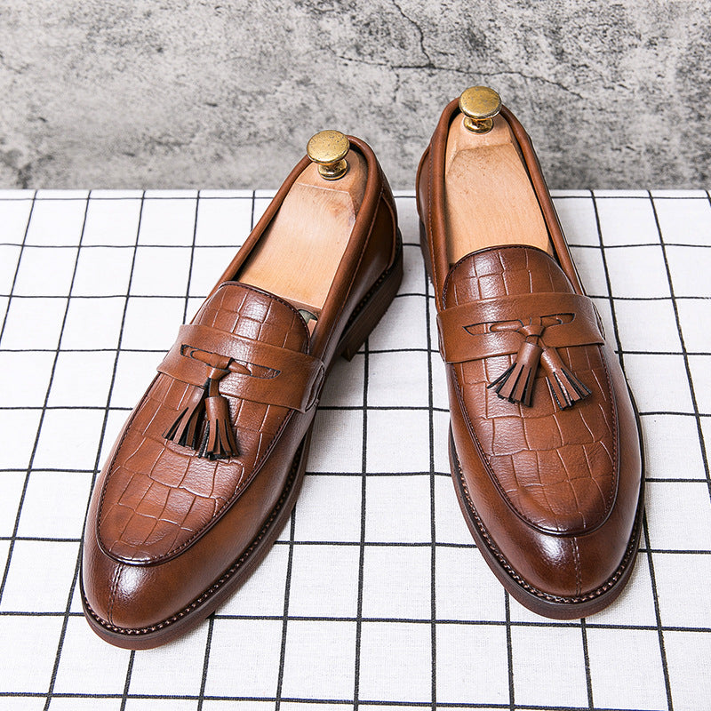 2024 Slip-On Leather Shoes Spring New Men's Casual Shoes Fashionable Korean Work Shoes Cross-Border Wholesale Men's Shoes