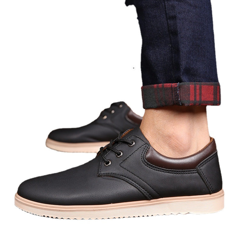 Men's Black Leather Casual Shoes, Style 1527