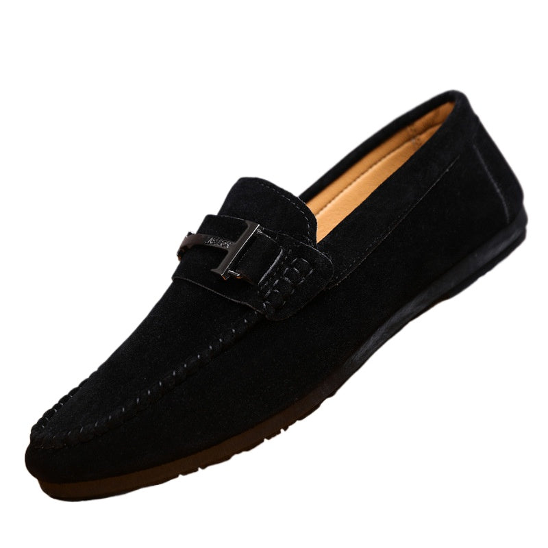 Loafers single shoes low top round head lazy shoes men's 2024 comfortable handmade leather shoes soft sole casual one pedal