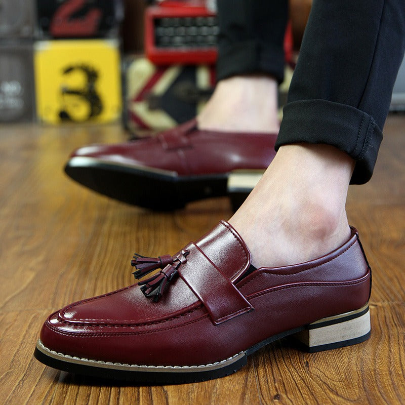 Tassel shoes men's shoes 2024 autumn leather shoes pointed toe slip-on loafers young men's bean shoes single shoes