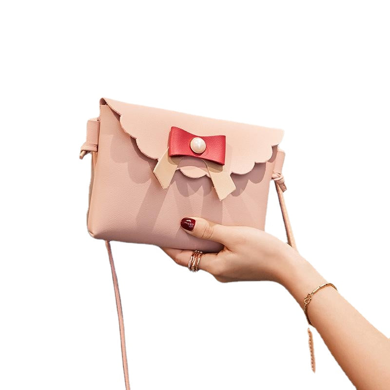 Bags 2024 Japanese and Korean new women's bags pearl bow casual small square bag hand-held shoulder crossbody mobile phone bag