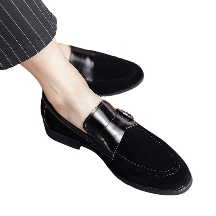 Bean shoes in 2025, the new trend of suede leather shoes, men's English casual shoes, a pedal frosted lazy shoes.(P)