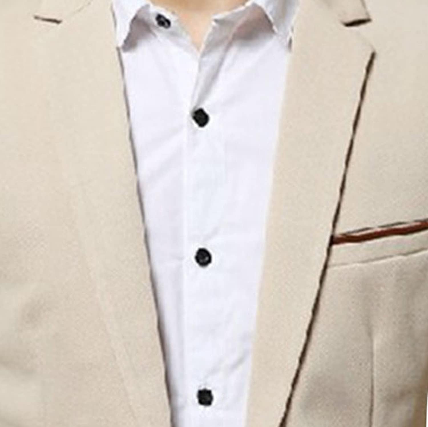 Men's Casual Slim One Button Solid Blazer Suit Jacket Notched Lapel Lightweight Sport Coat Business Wedding Blazers (Khaki , Large