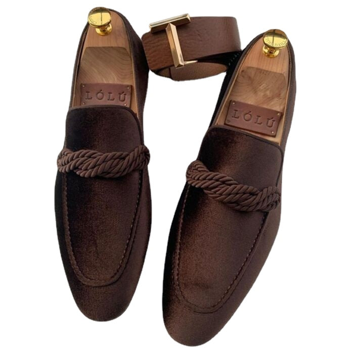 Men's Green Leather Formal Shoes, British Style