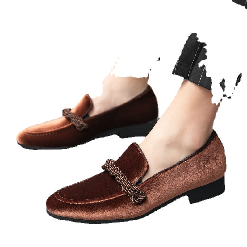 Men's Green Leather Formal Shoes, British Style