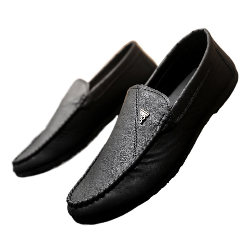 Lazy comfortable one-pedal loafers non-slip men's shoes British spring dress single shoes Wenzhou leather shoes business breathable