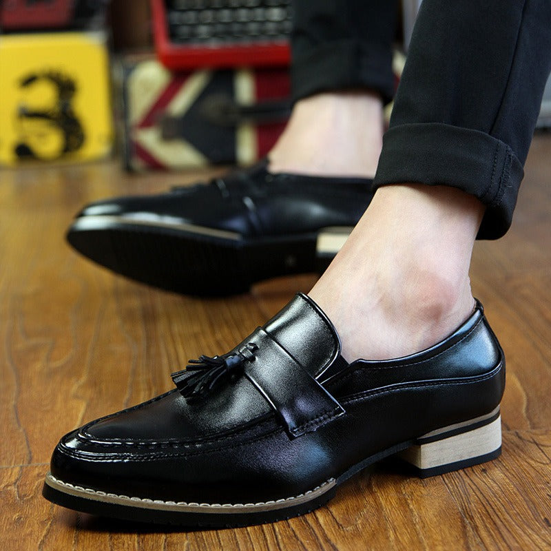 Tassel shoes men's shoes 2024 autumn leather shoes pointed toe slip-on loafers young men's bean shoes single shoes