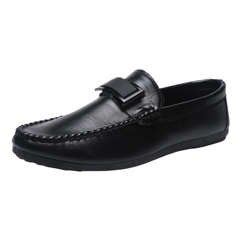 British boys' men's shoes soft sole leather surface men's loafer beanie shoes men's platform summer spirit guy dress wear-resistant