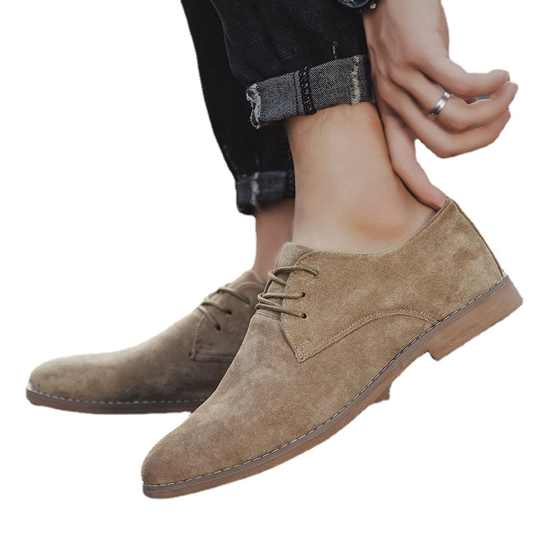 2024 spring new men's shoes breathable pointed frosted lace up
