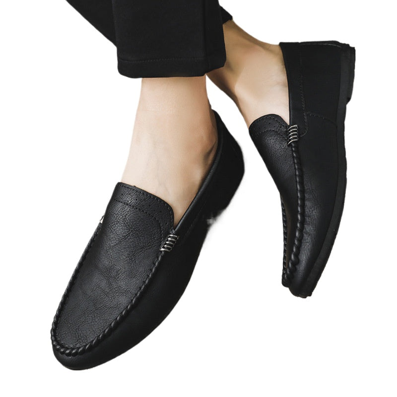 Breathable spirit guy casual Internet celebrity men's business soft leather men's shoes leather surface simple style love bean shoes fashion