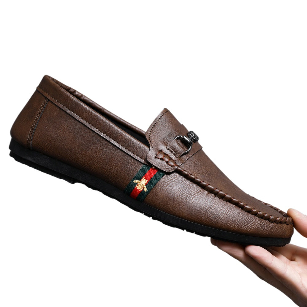 Men's casual leather shoes Men's British versatile lazy one-pedal summer men's shoes 2024 new loafers summer