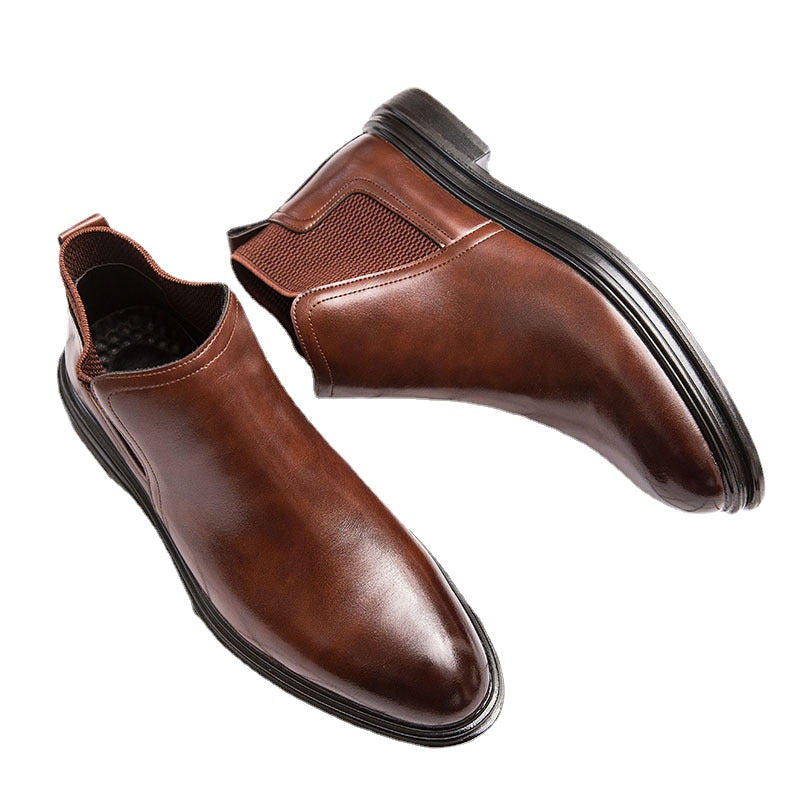 24 Autumn Breathable Chelsea Boots Men's High Gang Men's Boots English Leather Boots Martin Boots Men's Mid-Tide Shoes