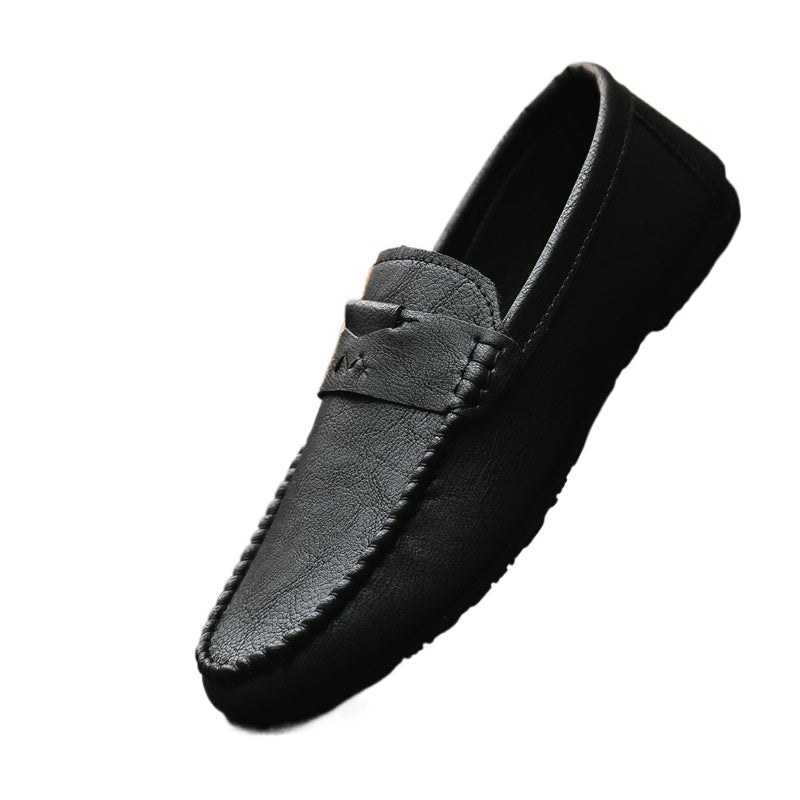 Loafers men's trend 2024 new casual leather shoes summer breathable lazy one pedal soft-soled driving men's shoes