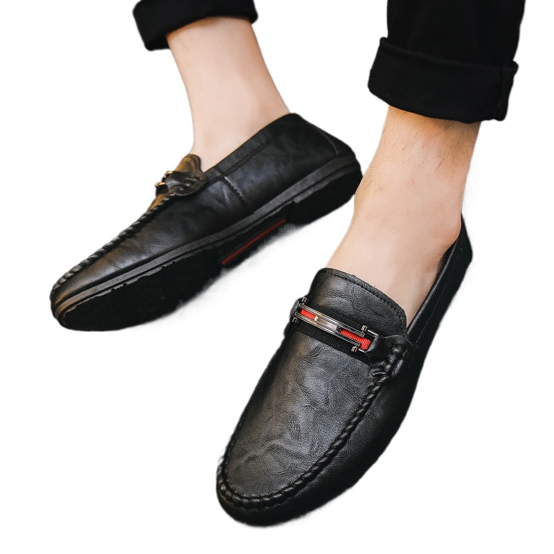 2024 New Personalized British Social Loafers Men's Black Summer Breathable Trendy Shoes Men's Shoes