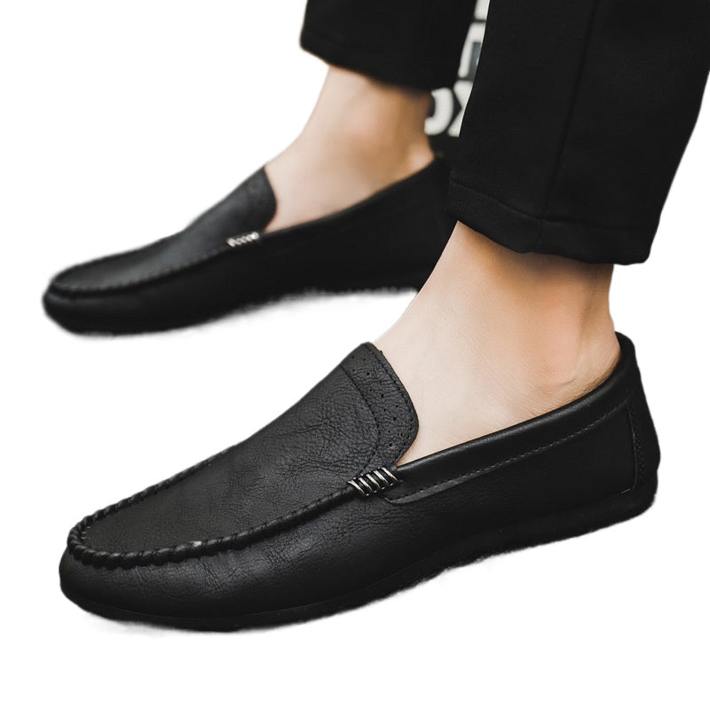 Breathable spirit guy casual Internet celebrity men's business soft leather men's shoes leather surface simple style love bean shoes fashion