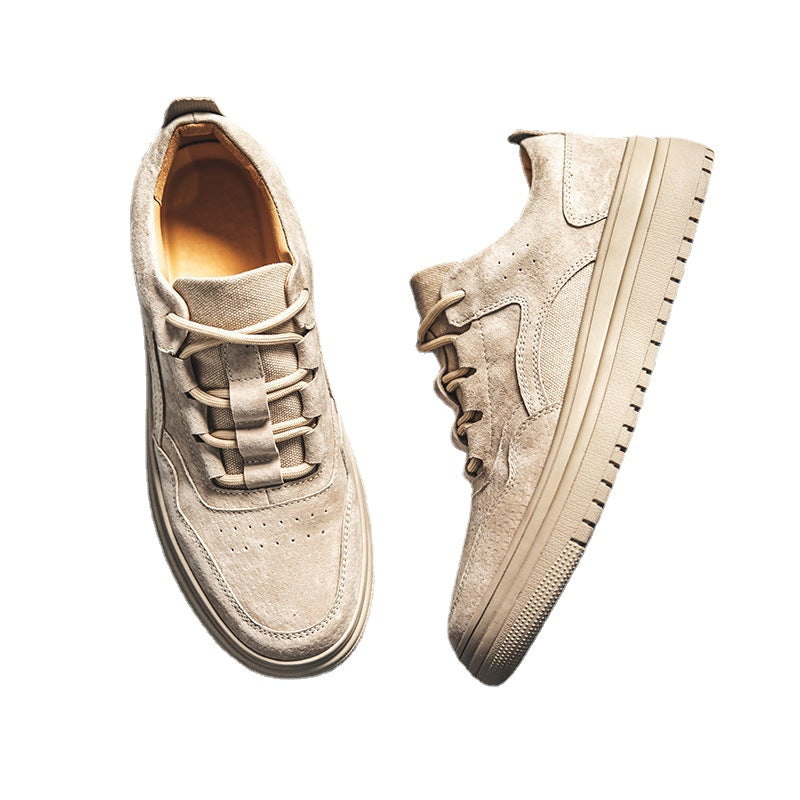 Workwear board shoes for men's fall style, low top, lacing, flat pig skin, interior height, vintage color, casual men's shoes, call agency