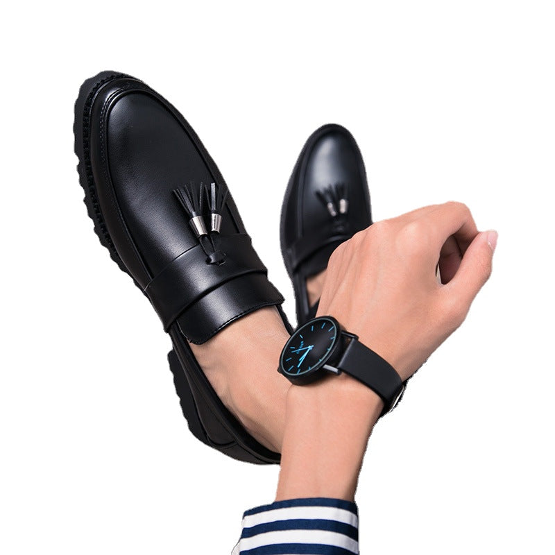 British men's pointed casual leather shoes nightclub hairstylist increases smesand slack shoes retro matching men's shoes