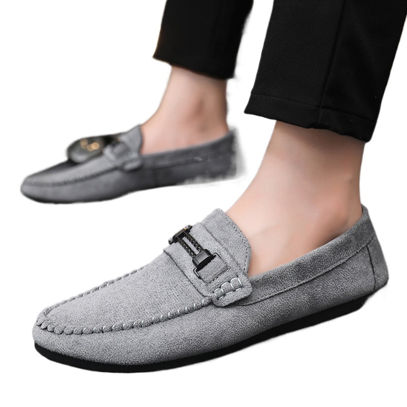Breathable and wear-resistant one-pedal leather shoes British soft-soled lightweight men's loafers Doudou shoes men's fashion formal lazy shoes