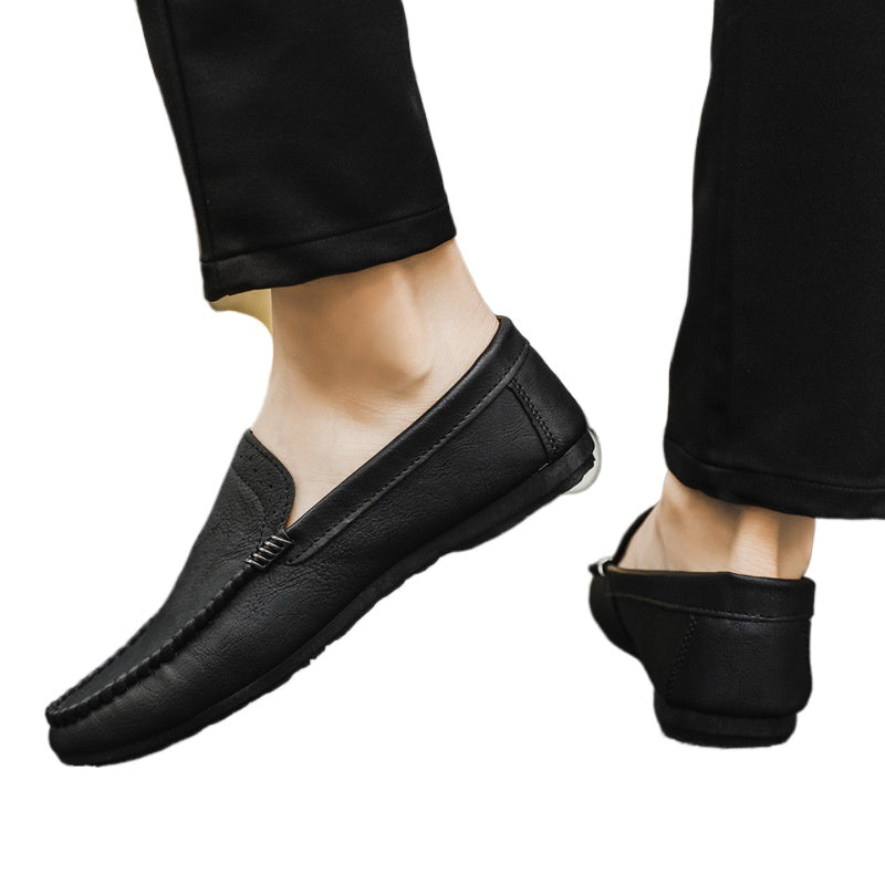 Breathable spirit guy casual Internet celebrity men's business soft leather men's shoes leather surface simple style love bean shoes fashion