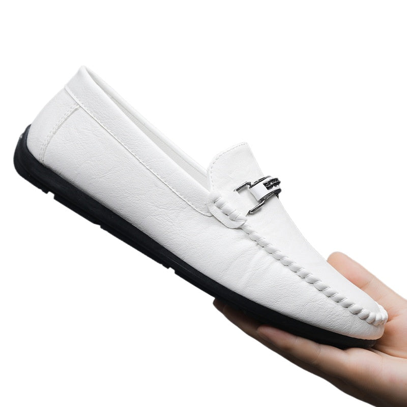 Men's shoes summer 204 new breathable men's casual leather shoes one pedal non-slip British style beanie shoes loafers