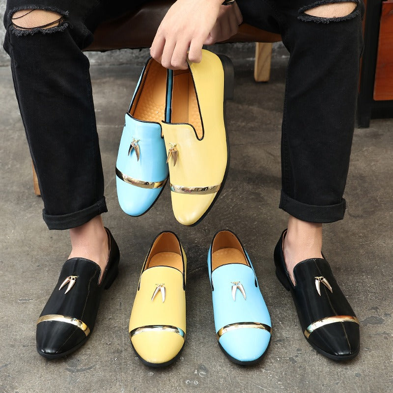 Slip-on British style business casual leather shoes, large size men's summer breathable 2024 new trendy men's beanie shoes
