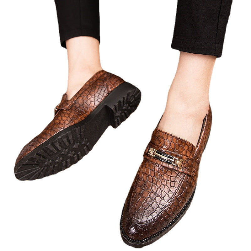 24 autumn new Korean fashion men's casual shoes block men's shoes breathable British business dress leather shoes men