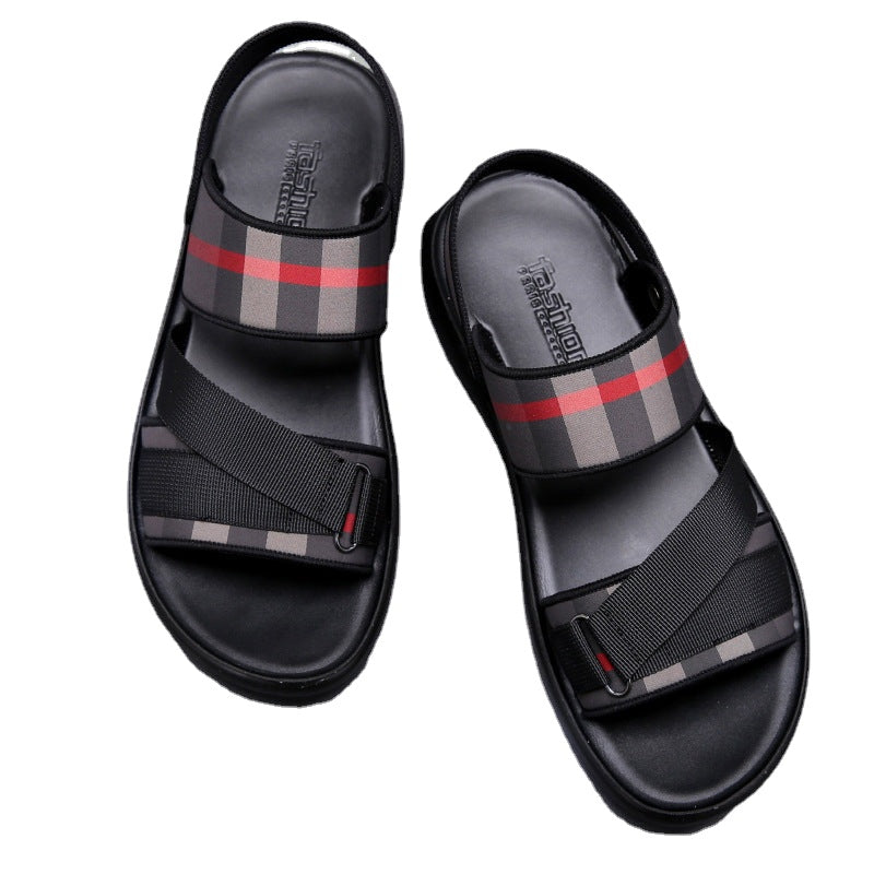 Men's slippers summer wear 2023 new casual non-slip beach personality net red sandals trendy dual-use sandals