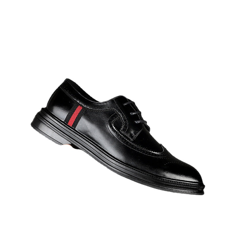 Men's Black Leather Formal Shoes, Business, Breathable, Style 4727