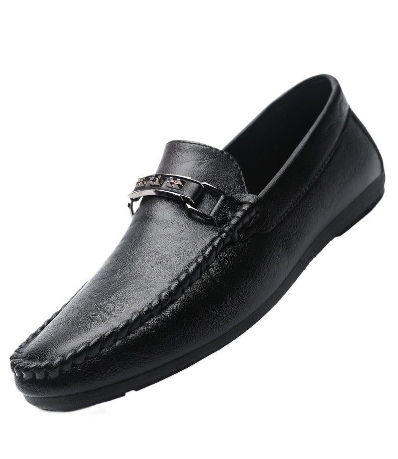 Men's shoes summer 204 new breathable men's casual leather shoes one pedal non-slip British style beanie shoes loafers