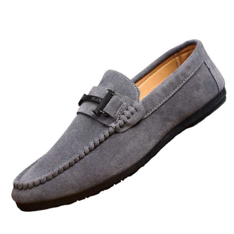 Loafers single shoes low top round head lazy shoes men's 2024 comfortable handmade leather shoes soft sole casual one pedal