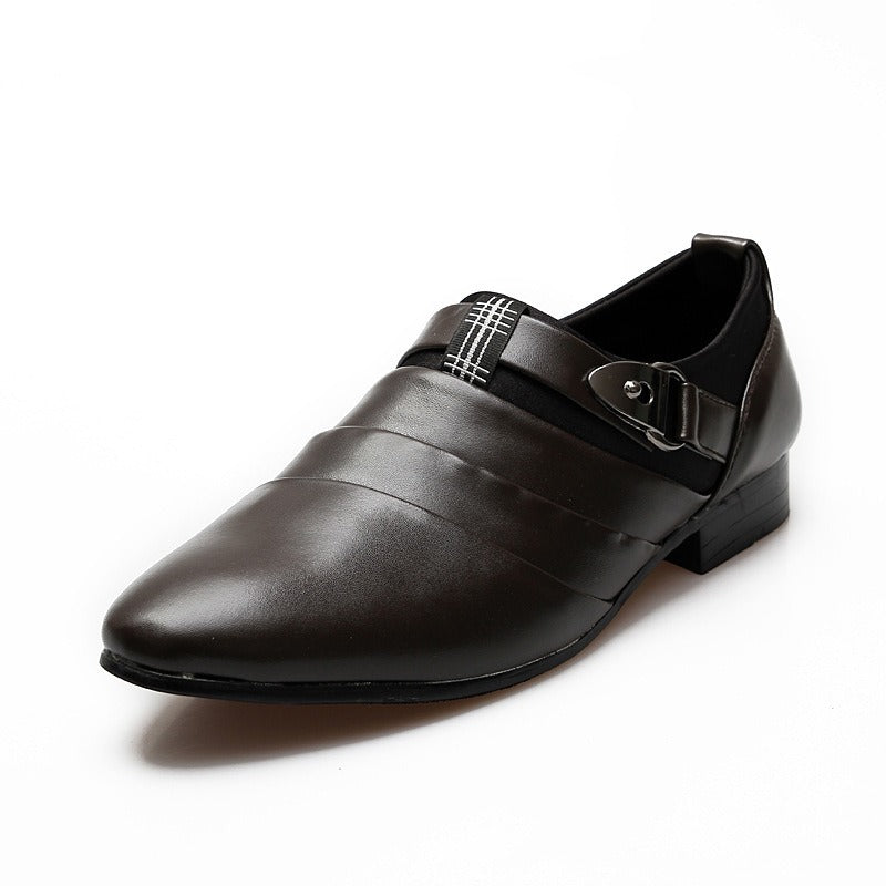 New Men's Casual Shoes, Fashionable Slip-On Men's Shoes, British Pointed Toe Leather Shoes