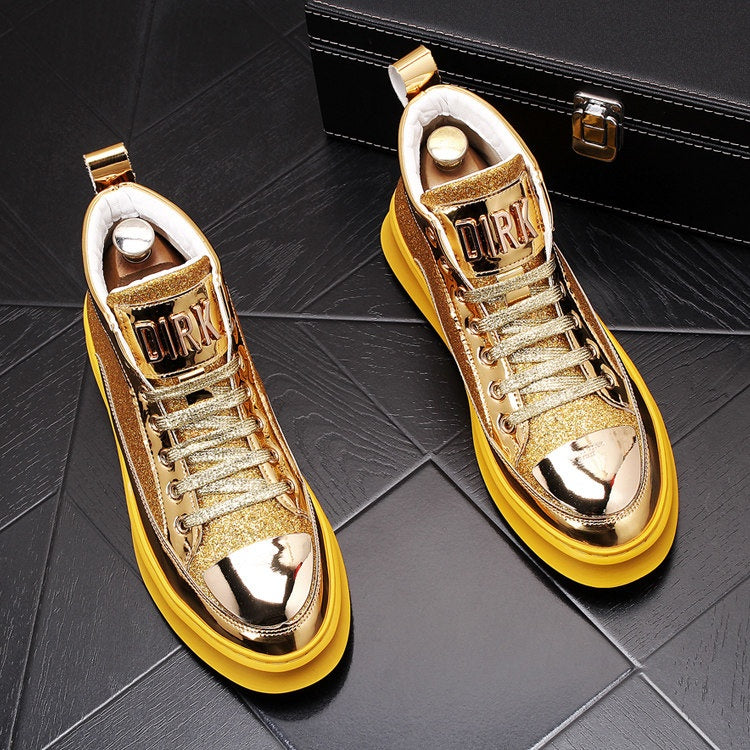 New Ankle Boots Gold Glitter Men's High-Top Casual Shoes Denim Boots Height Increase Martin Boots 5